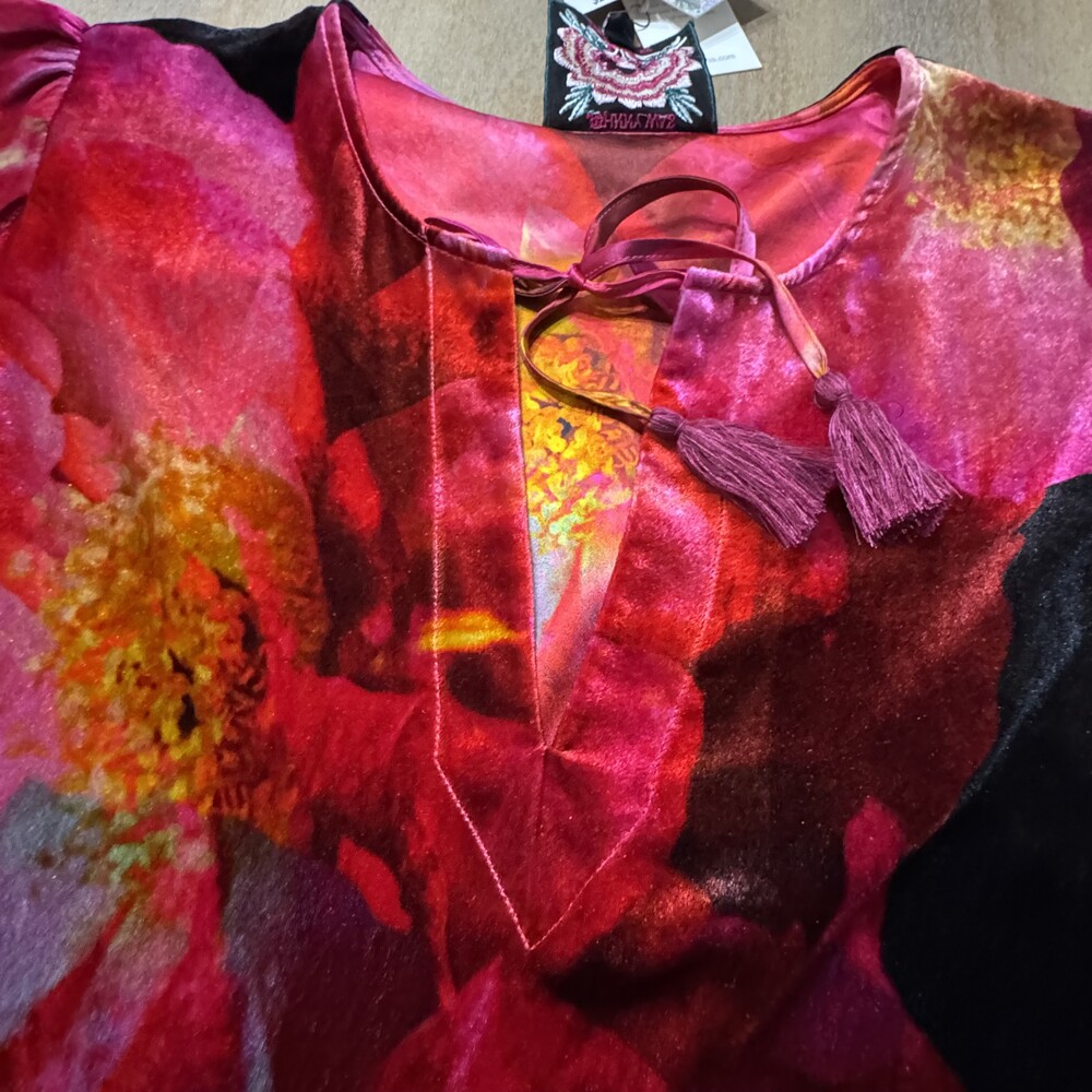 Johnny Was Velvet Floral Mini Shift Dress Size Large New $270‎ - Picture 11 of 11